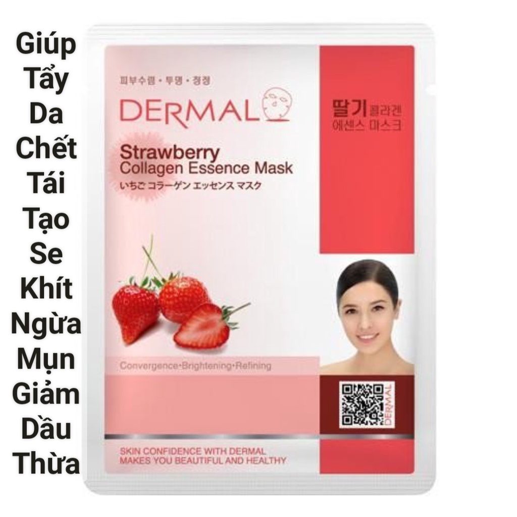 (chính hãng)Mặt Nạ DERMAL Chiết Xuất Từ QỦA Dâu-STRAWBERRY COLLAGEN ESSENCE MASK