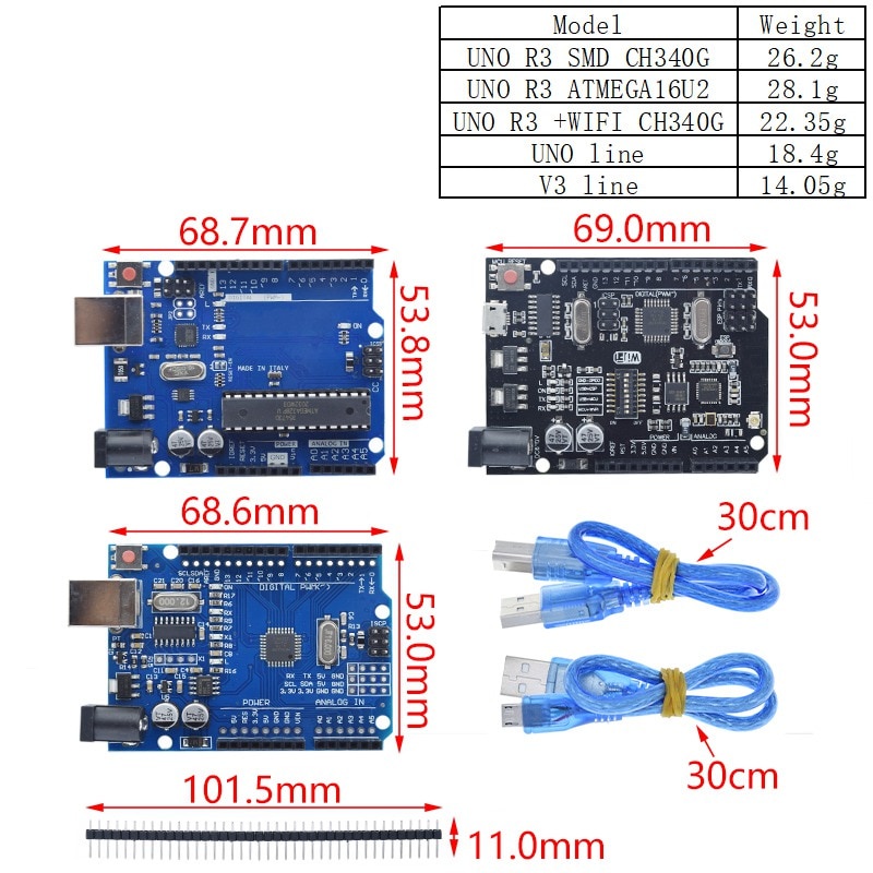 1 Bộ Chip Ch340G Atmega16U2 / Uno + Wifi R3 Atmega328P Cho Arduino Uno R3 Wemos Esp8266