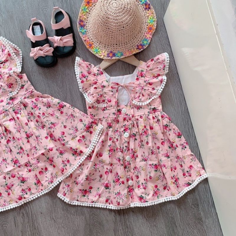 Váy hồng bèo cho bé gái