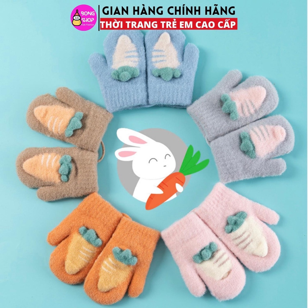 Găng tay nhung bên trong lót lông mềm mịn hình hoa quả dê thương cho bé 1- 2t