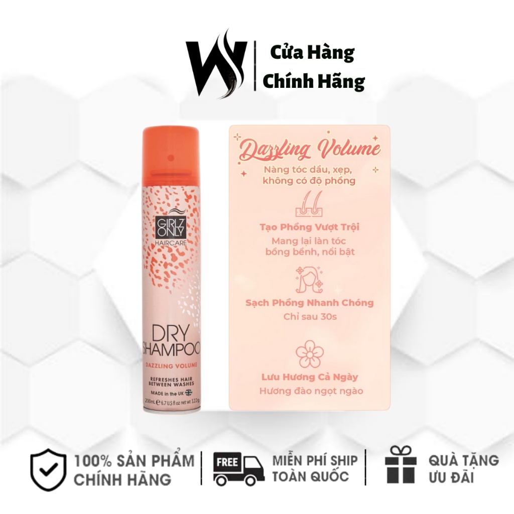 Dầu Gội Khô Girlz Only Party Nights / Dawn 'Til Dusk / Dazzling Volume / No Residue Nude 200ml - White Store