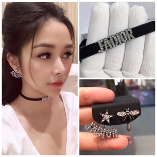 Set choker Jadior cao cấp khắc logo và khuyên tai bông tai Jadior