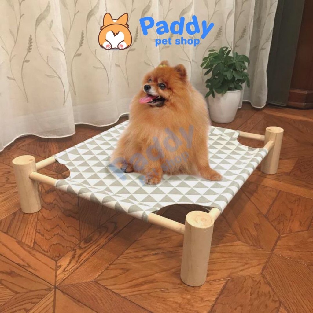 Võng Giường Gỗ Vuông Cho Chó Mèo