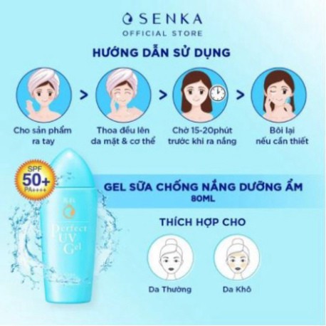 Gel Sữa Chống Nắng Dưỡng Ẩm Senka Perfect UV Gel SPF 50+/PA++++ W9