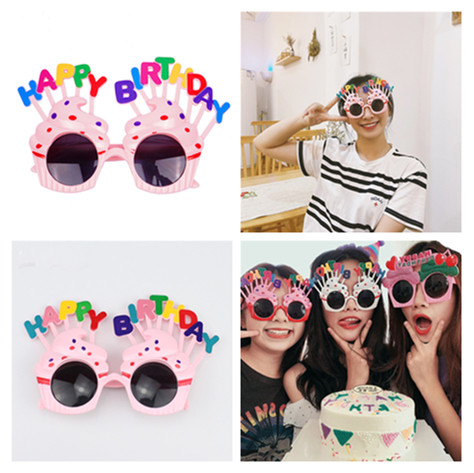 [sweet] children cartoon cute Funny glasses for birthday props cake happy decoration