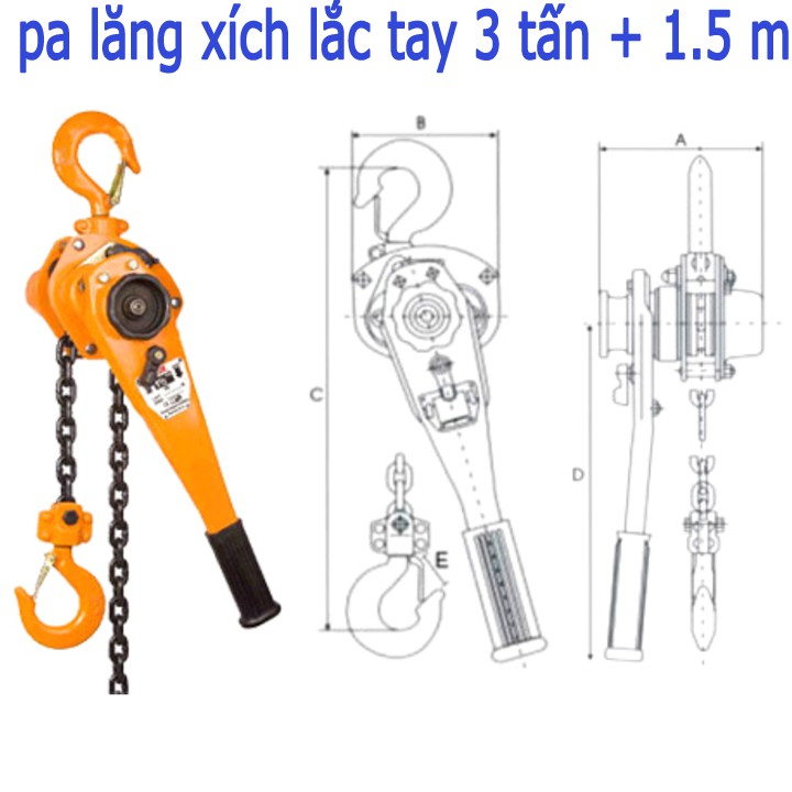 [SALE SỐC] Pa lăng xích lắc tay nitto 3 tấn + 1,5 mét