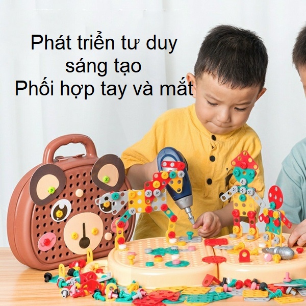 Bộ Đồ Chơi Lắp Ráp Cao Cấp Bé làm Kĩ Sư - Có Khoan Điện , Tua Vít, Cờ Lê - Đồ chơi Trí Tuệ