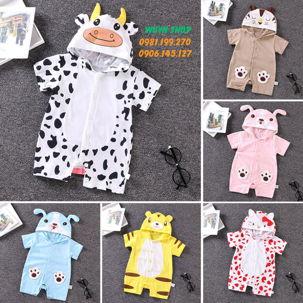 Bộ Body thú vật cộc tay cho bé, bộ body con vật đáng yêu cho bé