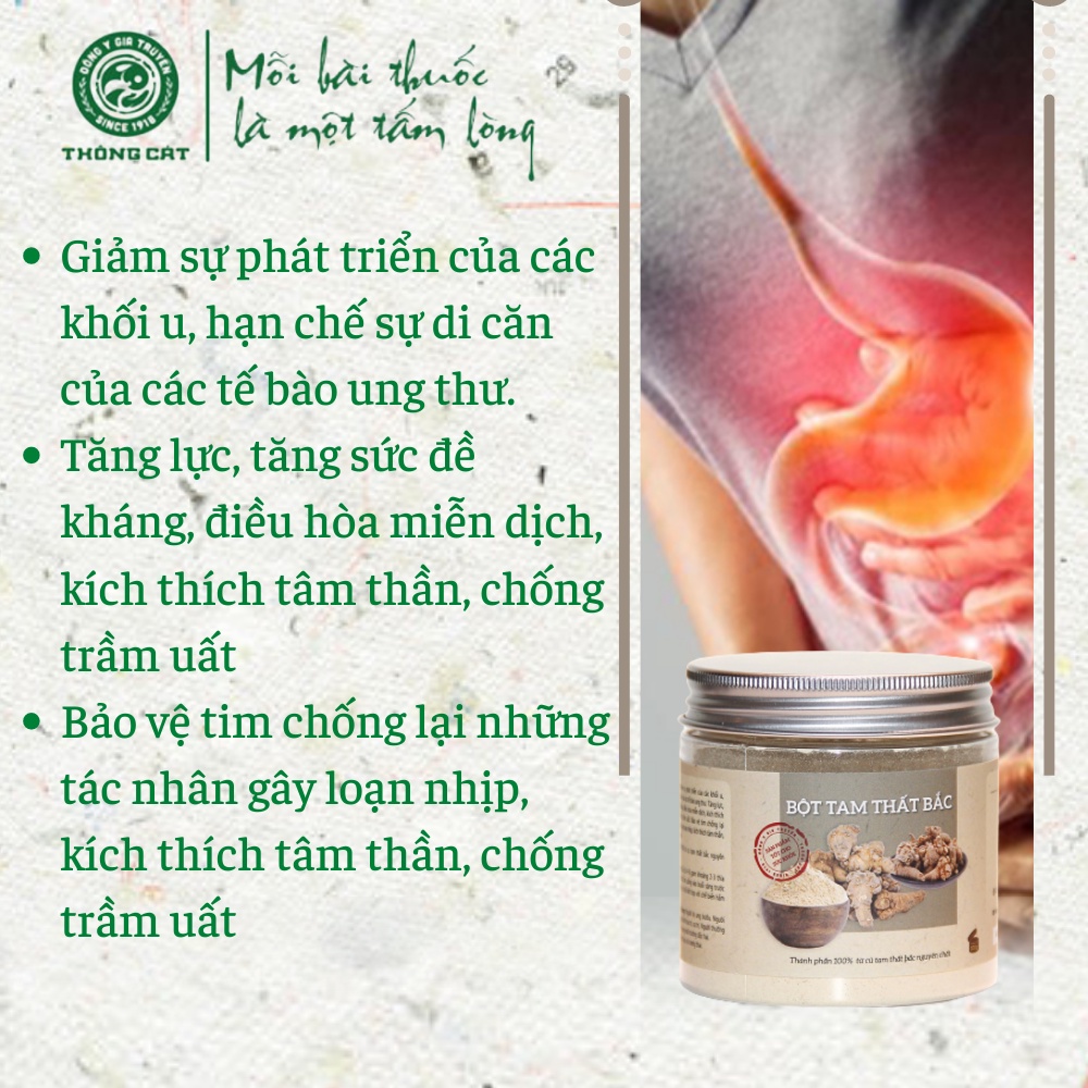 Bột Tam Thất Bắc CAO CẤP Đông Y Gia Truyền Thông Cát_Bột thảo mộc tăng cường hệ miễn dịch, chống đột quỵ, bổ mắt, bổ não