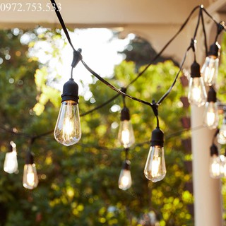 Dây đui đèn thả ngoài trời dài 10 mét 20 đui ruột đồng chống nước