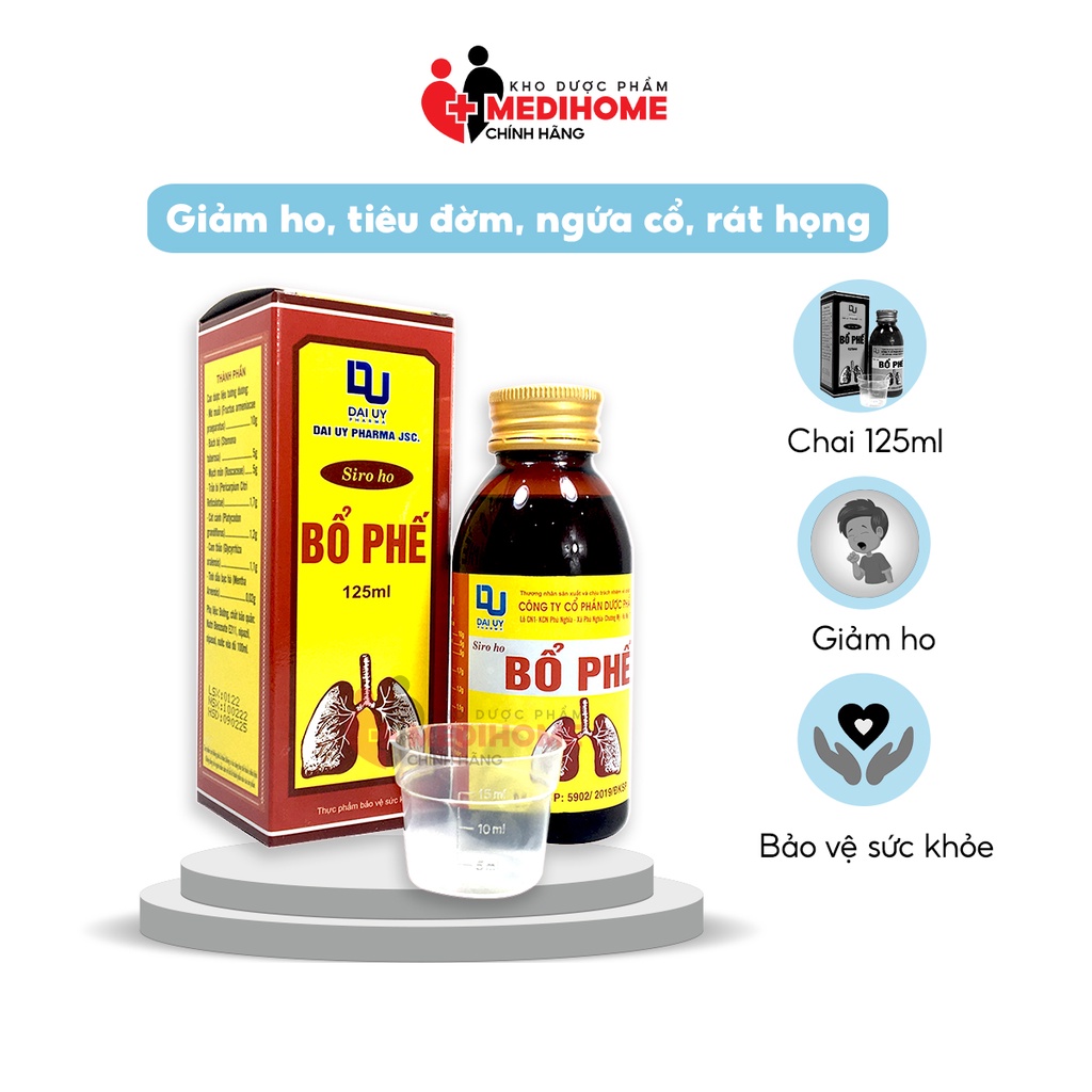 Siro bổ phế Đại Uy - Bổ phế, hỗ trợ giảm ho, đau họng từ thảo dược - chai 125ml