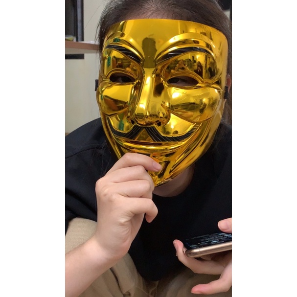 Mẫu Mặt Nạ Thằng Hề Vô Danh Hóa Trang Halloween - 4 Màu Vàng Trắng Đen Bạc