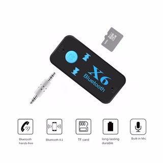 Bộ Bluetooth phát nhạc Cho Xe Ô tô X6 có khe cắm thẻ nhớ 3 in 1