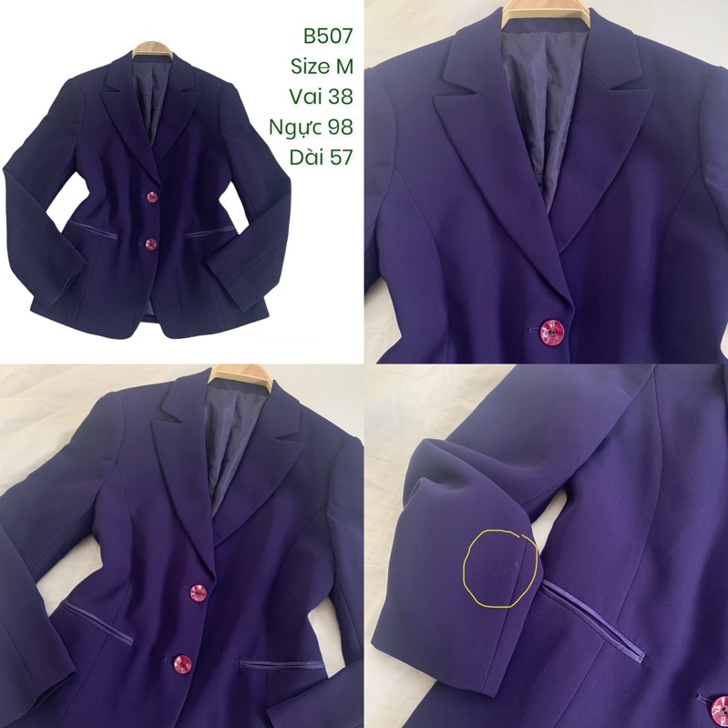 Áo khoác vest/blazer B507 chất dày dặn lỗi nhỏ xíu ảnh cuối lỗi áo 2hand Hàn si ảnh thật