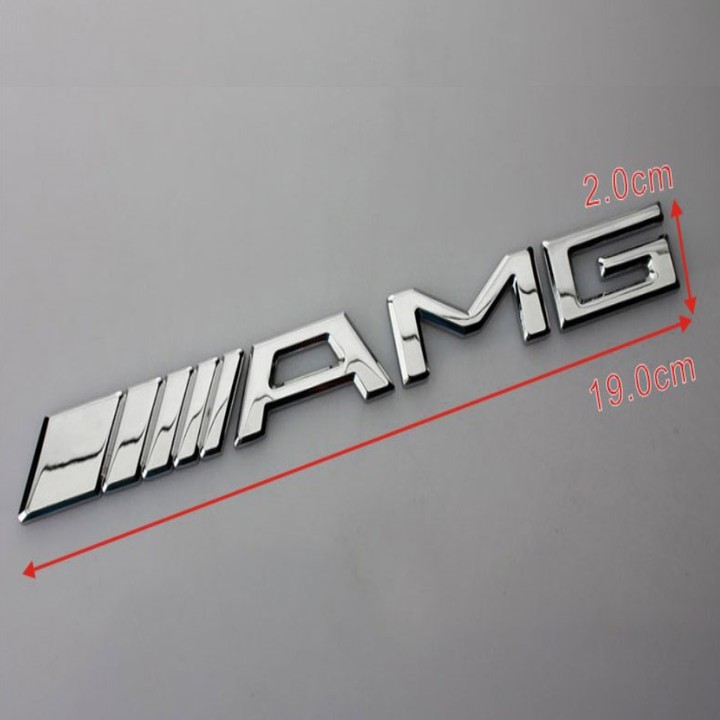 Tem Decal logo 3D hợp kim inox chữ nổi AMG dán xe đuôi ô tô/ Mã G50803 - G50802