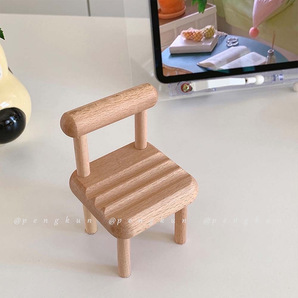 Giá Đỡ Điện Thoại Di Động Mini Bằng Gỗ Trơn Họa Tiết Hoạt Hình Đáng Yêu