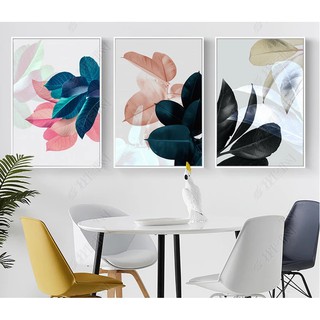 Bộ 3 tranh treo tường canvas lá cây nhiệt đới VIP  nhiều mẫu - kích thước 30 x 45 cm - 3 tranh