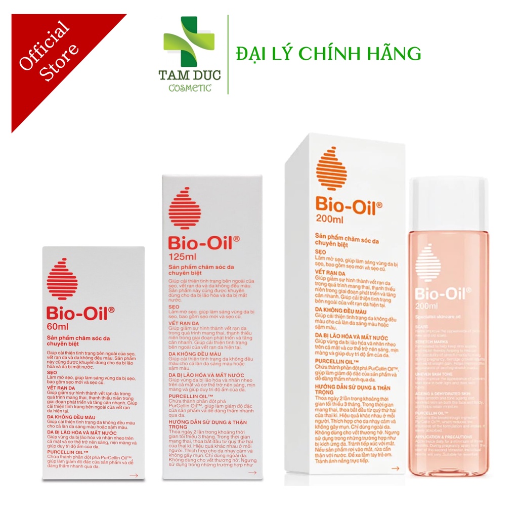 Dầu Chăm Sóc Da Bio-Oil Làm Giảm Rạn Da, Mờ Sẹo BIO-OIL SKINCARE OIL 60ML - 125ML - 200ML - Hàng Chính Hãng