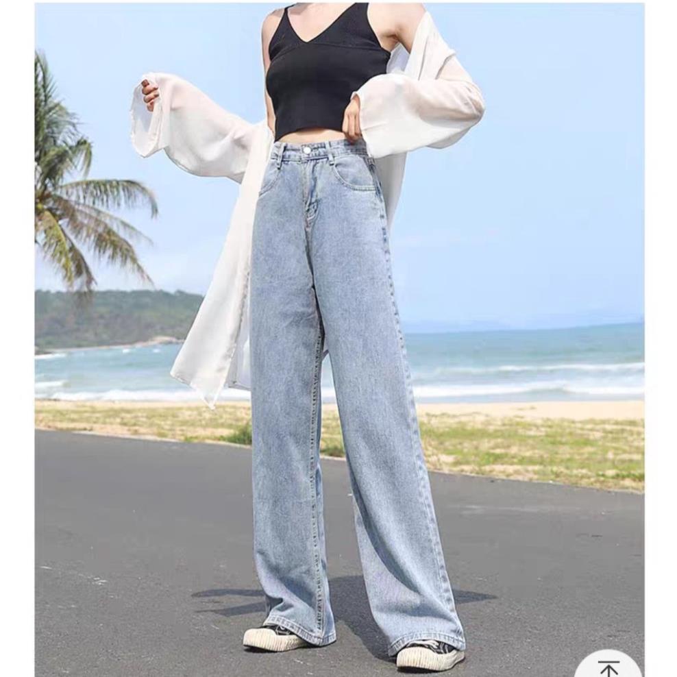 Quần jean bò ống rộng quần jean bò ống suông jeans nữ cạp cao hot nhất 2022 HoHaJean22