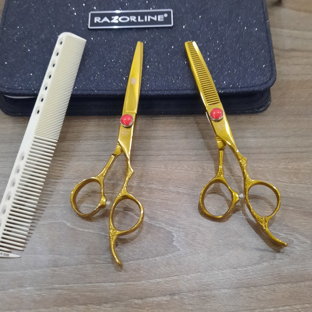 [Video] Bộ kéo cắt tóc chuyên nghiệp tặng kèm bao da đựng kéo cho ngành tóc