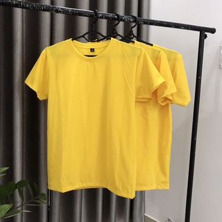 Áo Thun Trơn Màu Vàng Cúc Ảnh Chụp Thật Ngắn Tay Cổ Tròn Form Vừa Unisex Dùng Chung Cho Nam Và Nữ