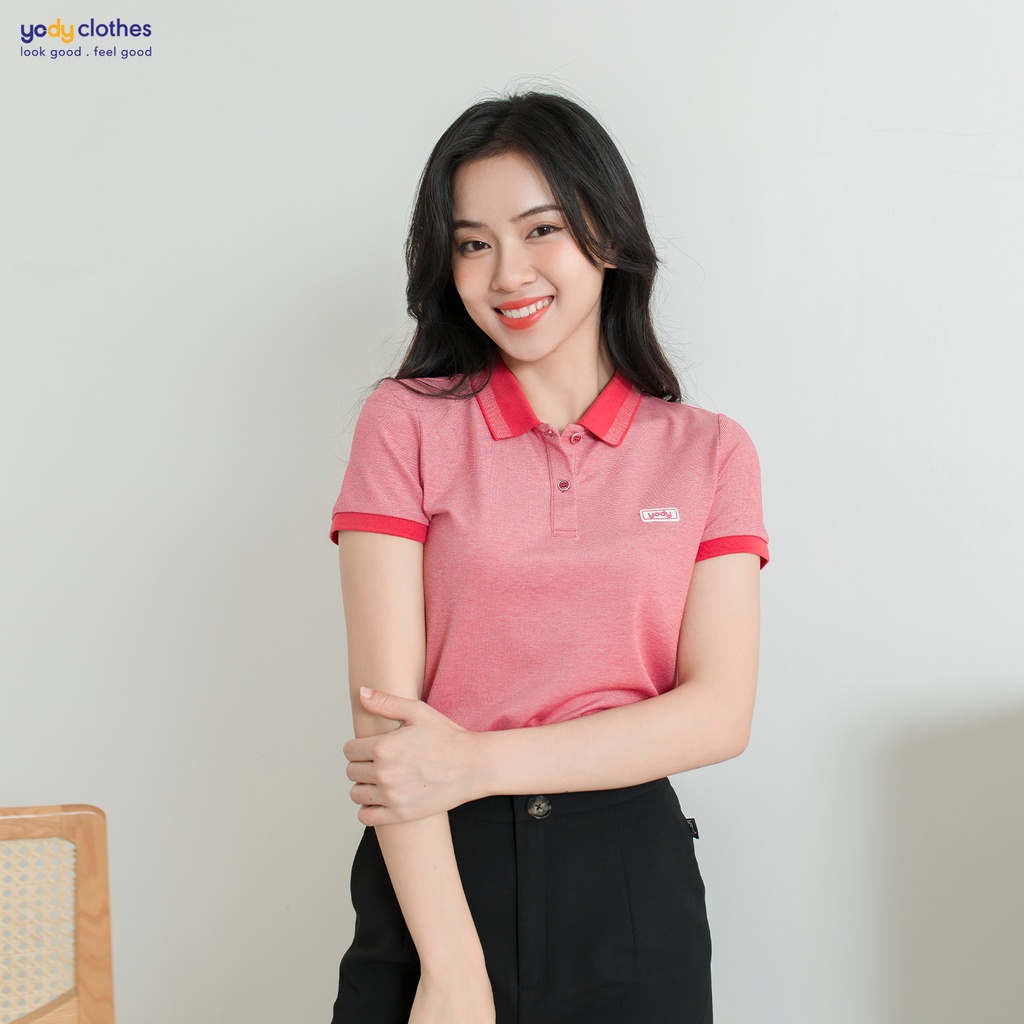 Áo thun polo nữ YODY vải mắt chim ngắn tay thấm hút tốt, dáng công sở nữ APN3340