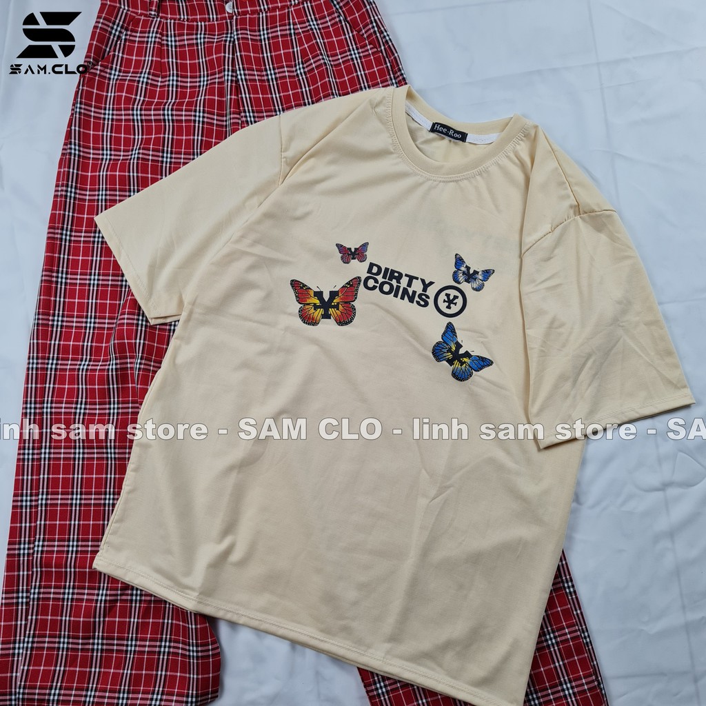 Áo thun nữ tay lỡ freesize phông form rộng dáng Unisex, mặc cặp, nhóm, lớp in hình BƯỚM COIN | BigBuy360 - bigbuy360.vn