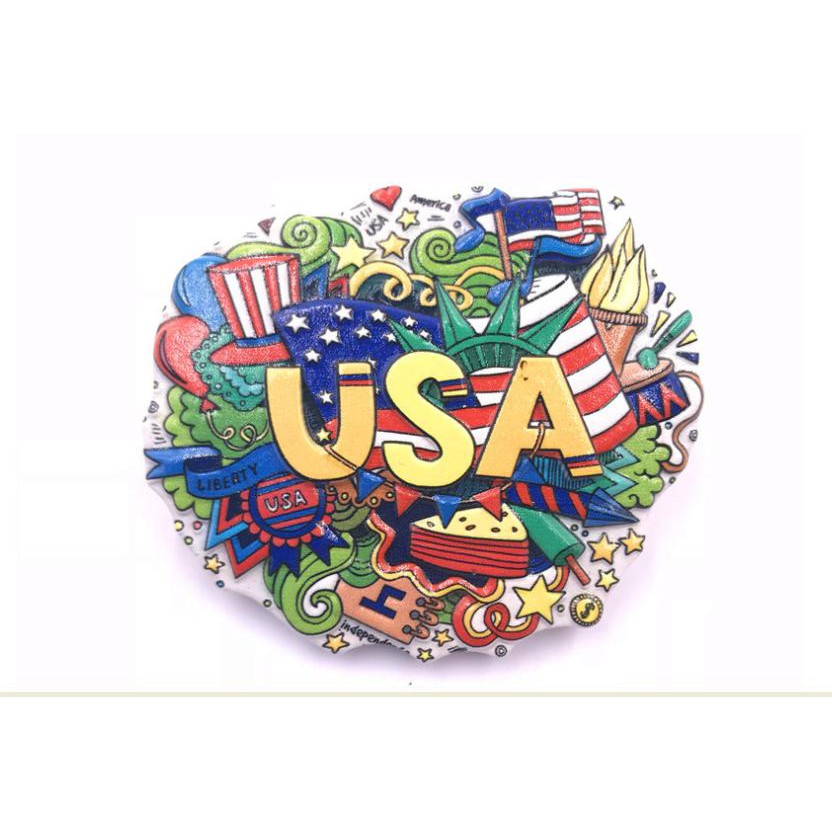 Nam châm trang trí tủ lạnh hình ảnh Nhật Bản, Mỹ - Fridge Magnet Japan USA - Chất liệu nhựa cứng in 3D