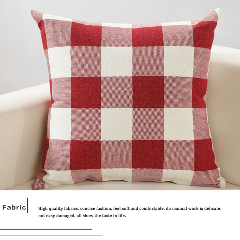 SUN 3pcs/set Classic Retro Checkered Linen Pillowcase Back Cushion Cover Decoration Pillow Case for Home Bedroom Sofa Car