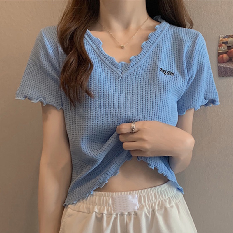Zanzea Áo Nữ Dệt Kim Ngắn Tay Cổ Chữ V Thời Trang Hàn