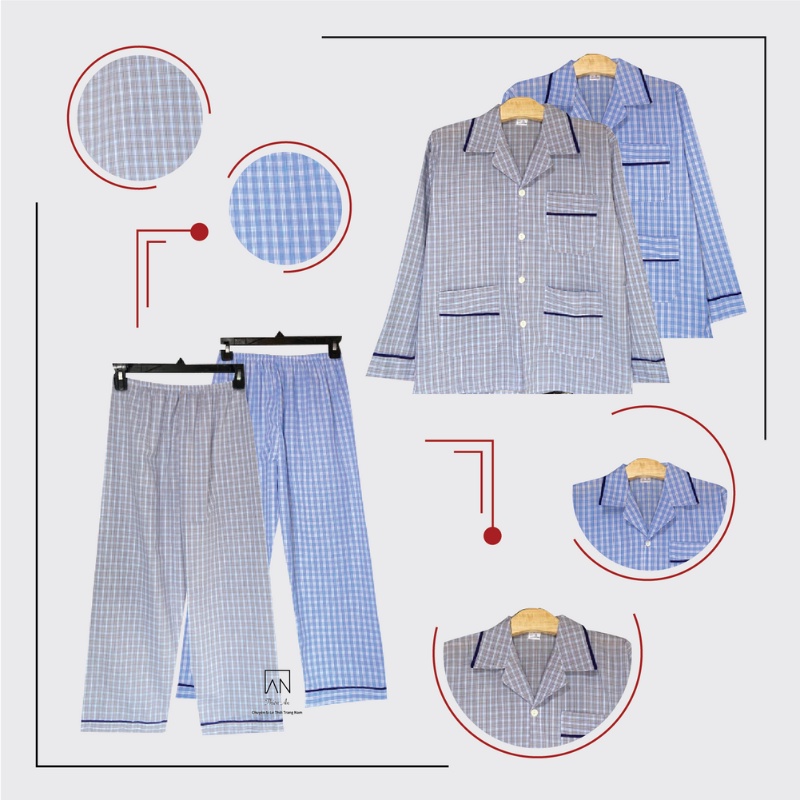 Đồ Bộ Nam Pijama Thích Hợp Với Nam Trung Niên Chất Liệu Vải Cotton Thoáng Mát Thiên An TA95PA