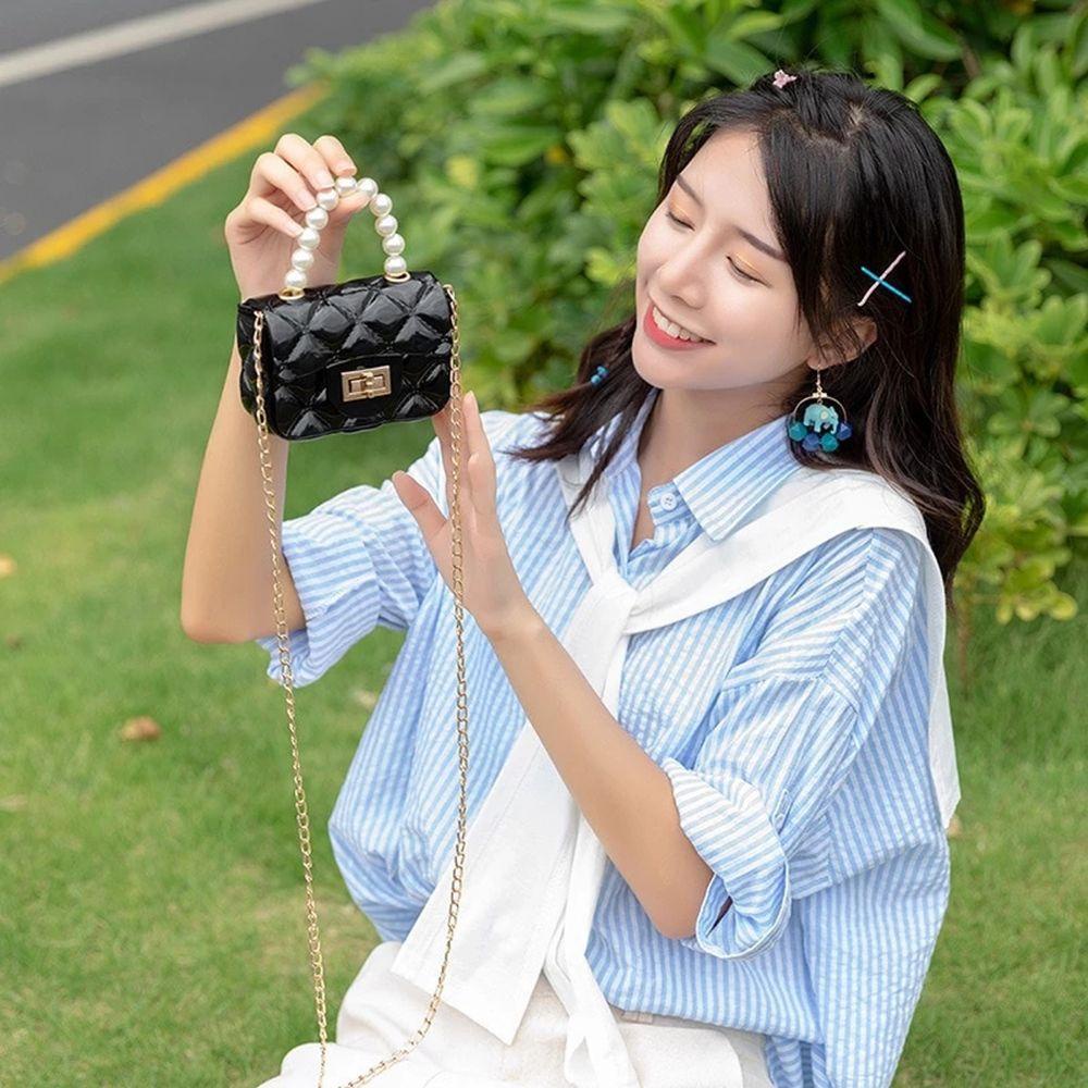 ESPO Túi Xách Nhựa Dẻo Họa Tiết Hình Thoi Phong Cách Vintage