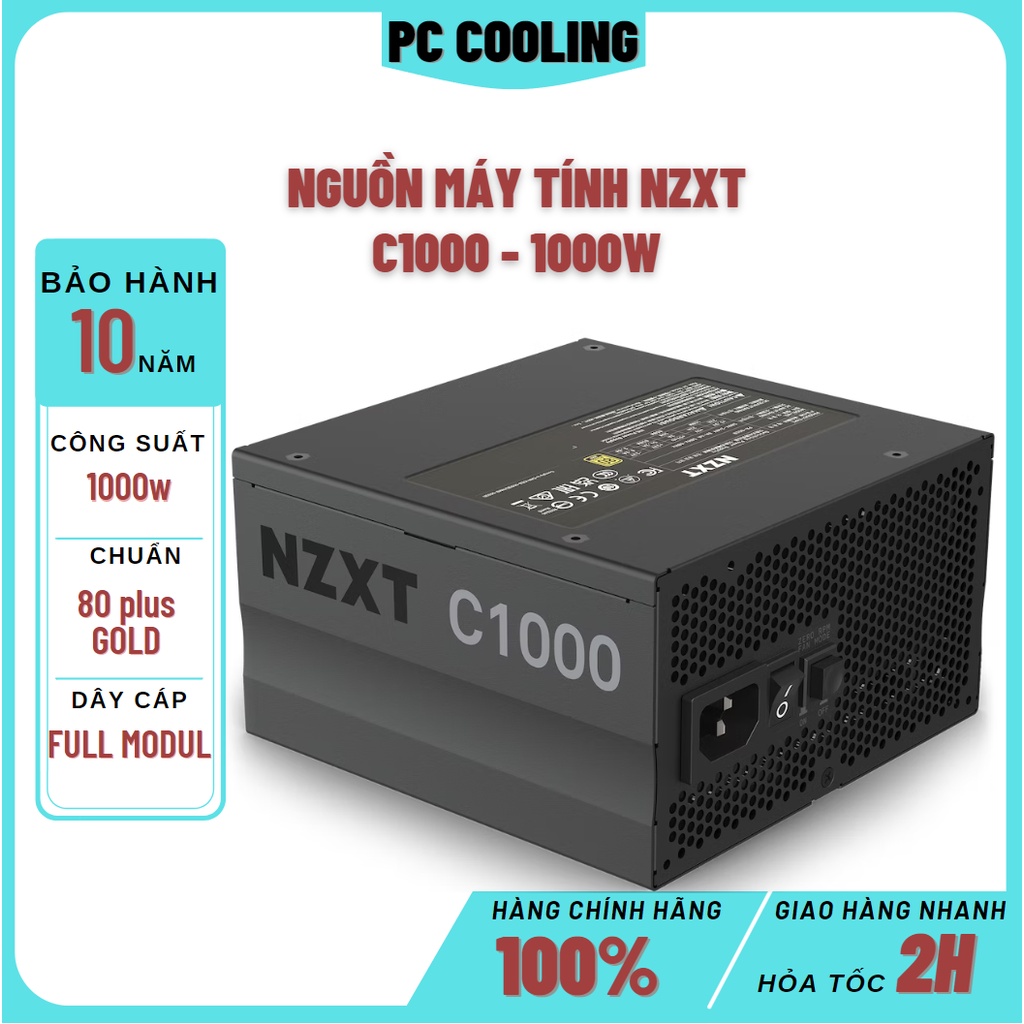 Nguồn Máy Tính NZXT C1000 - 1000W 80 PLUS GOLD - Full modular chính hãng