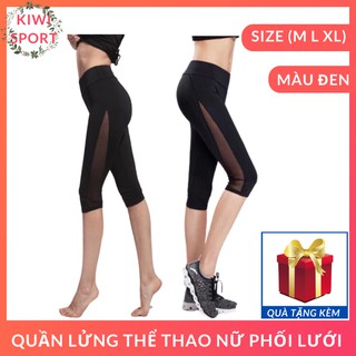 quần lửng thể thao nữ phối lưới tam giác 2 bên hông đồ thể thao nữ hàng nhập cao cấp-CR016