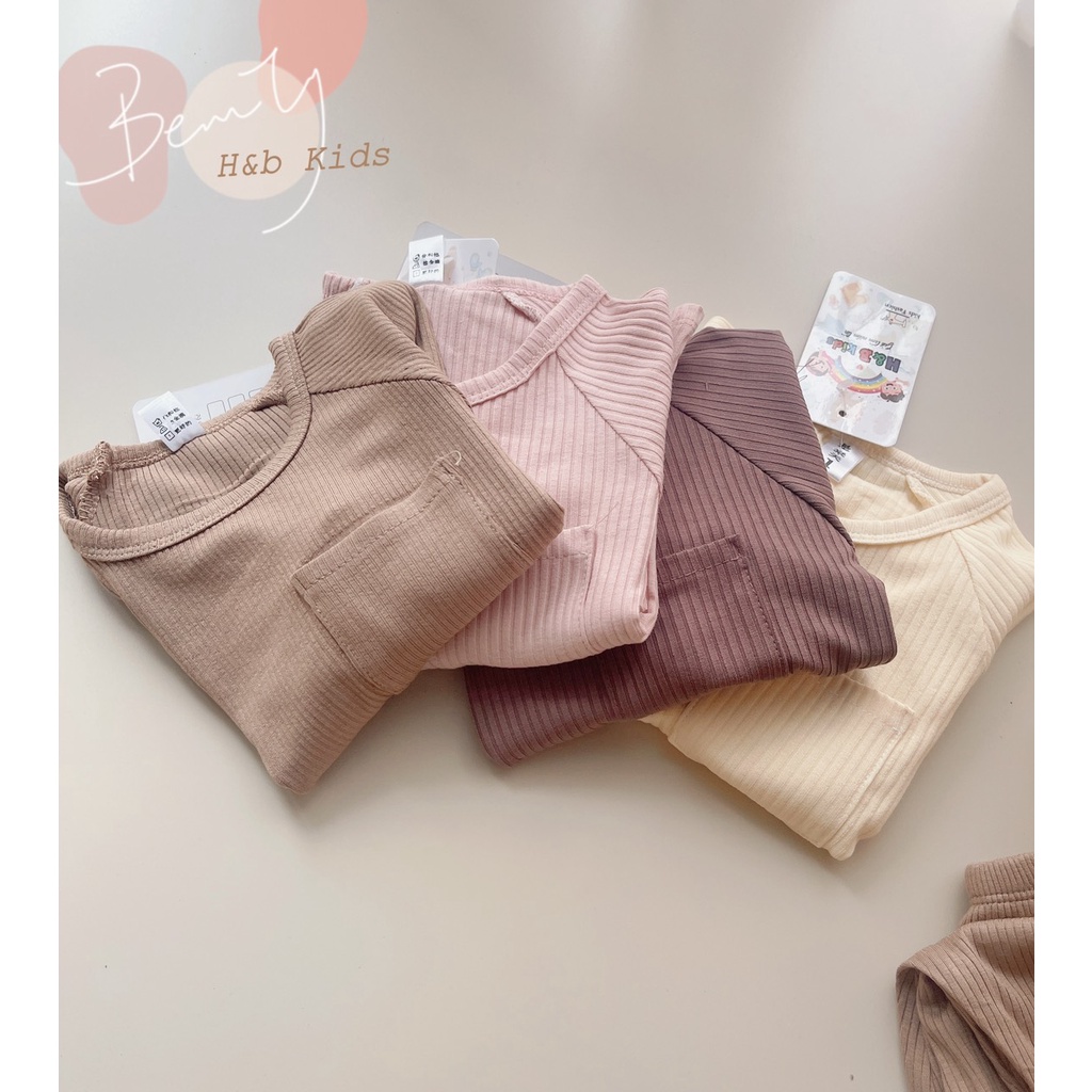 Bộ Dài Tay Có Túi Áo Chất Cotton Tăm Cực Mềm MỊn Cho Bé