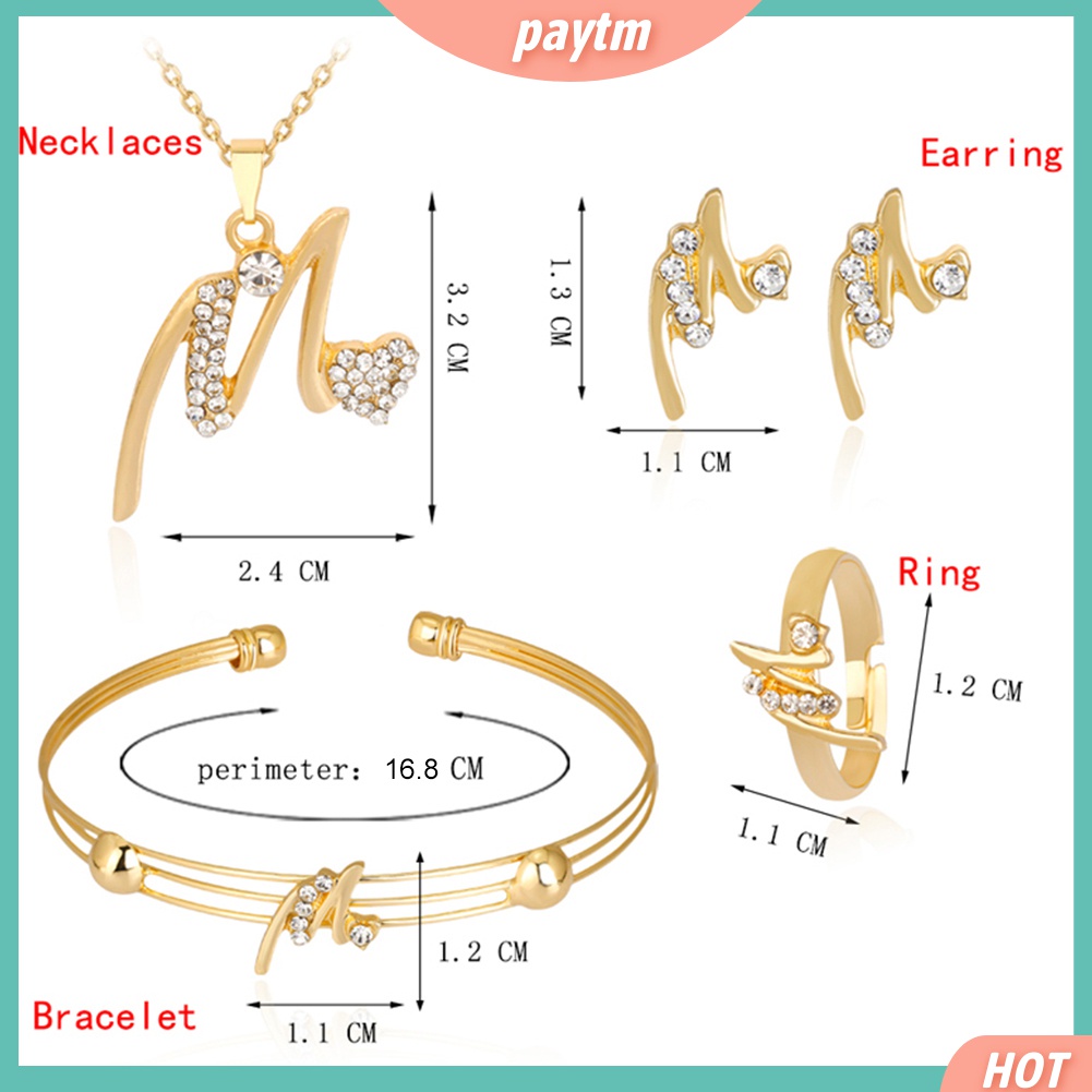 Bộ Trang Sức Mạ Vàng Hình Trái Tim Đính Đá Nhân Tạo Dành Cho Nữ