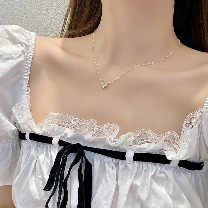 Vòng cổ Mặt Trái Tim Đính Đá Màu Sắc Thời Trang Hàn Quốc Cho Nữ