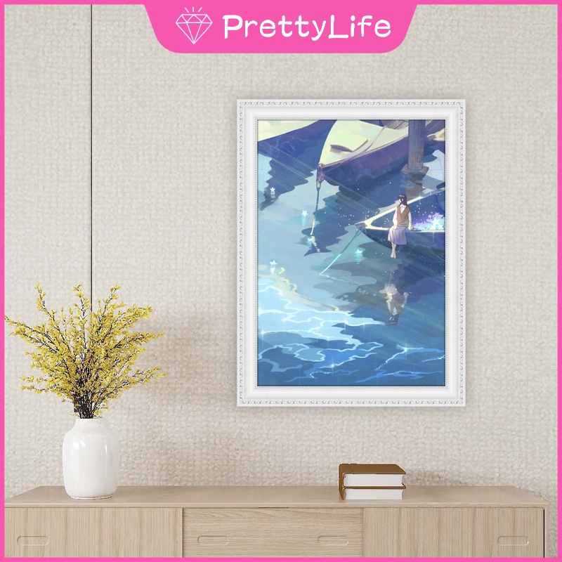 Bộ tranh đính đá 5D họa tiết cô gái &amp; ngôi sao độc đáo kích thước 30x40cm/40x50cm DIY