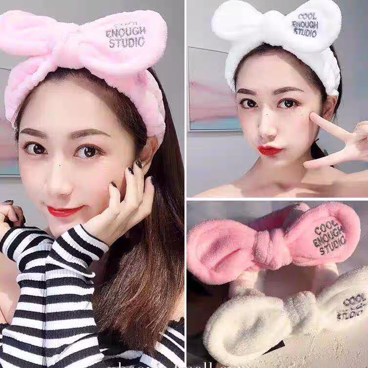 Băng đô rửa mặt nơ thêu chữ băng đô cài tóc Hàn Quốc skincare vải mềm cao cấp cài đầu xinh xắn cute dễ thương Aikimo BD