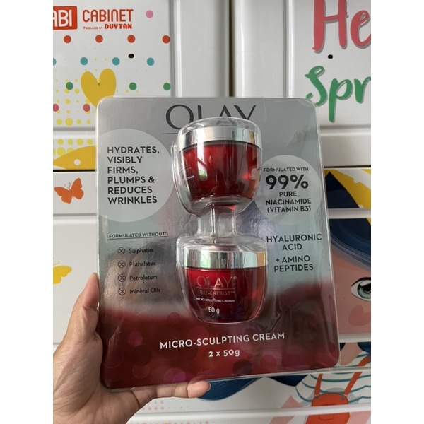 Set 2 Kem dưỡng ẩm chuyên sâu Olay Regenerist Advanced Anti-Ageing Micro-Sculpting Face Cream Moisturiser 50g