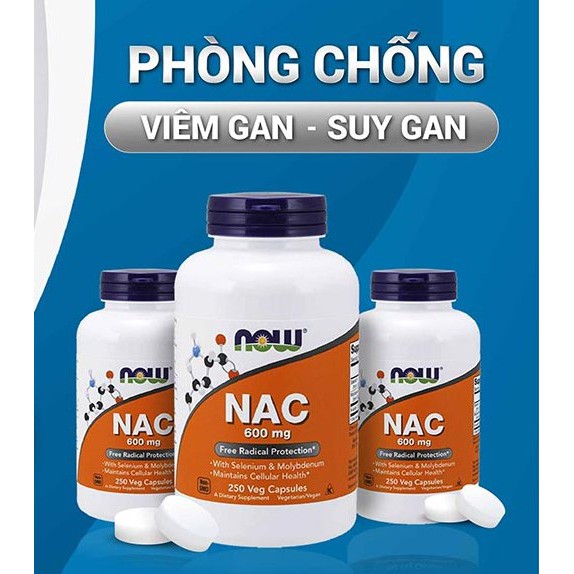Thực Phẩm Giải Độc Và Bảo Vệ Gan NOW NAC 600mg, 250 Viên