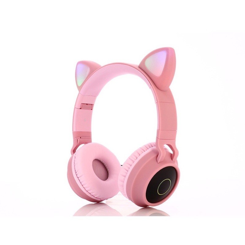 Tai nghe bluetooth chụp tai có mic, Headphone tai mèo đèn led âm bass mạnh mẽ và dung lượng pin khủng 400mAh