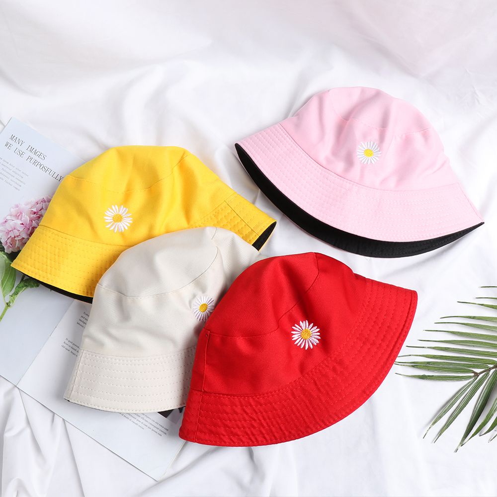 Nón Tai Bèo Hai Mặt Bằng Cotton Họa Tiết Hoa Cúc Nhiều Màu Thời Trang Mùa Hè Cho Nam Và Nữ