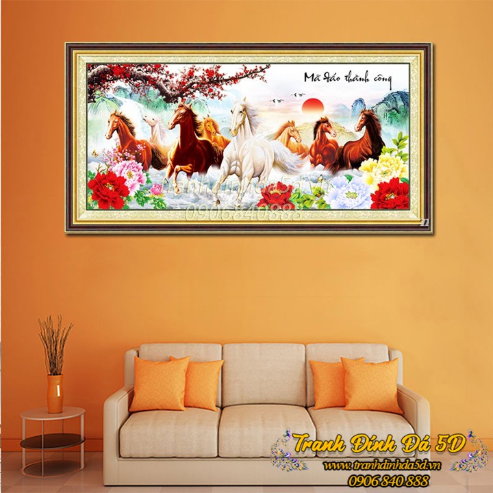 Tranh đính đá ngựa Mã đáo thành công cành đào KÍCH THƯỚC LỚN GIÁ RẺ | BigBuy360 - bigbuy360.vn