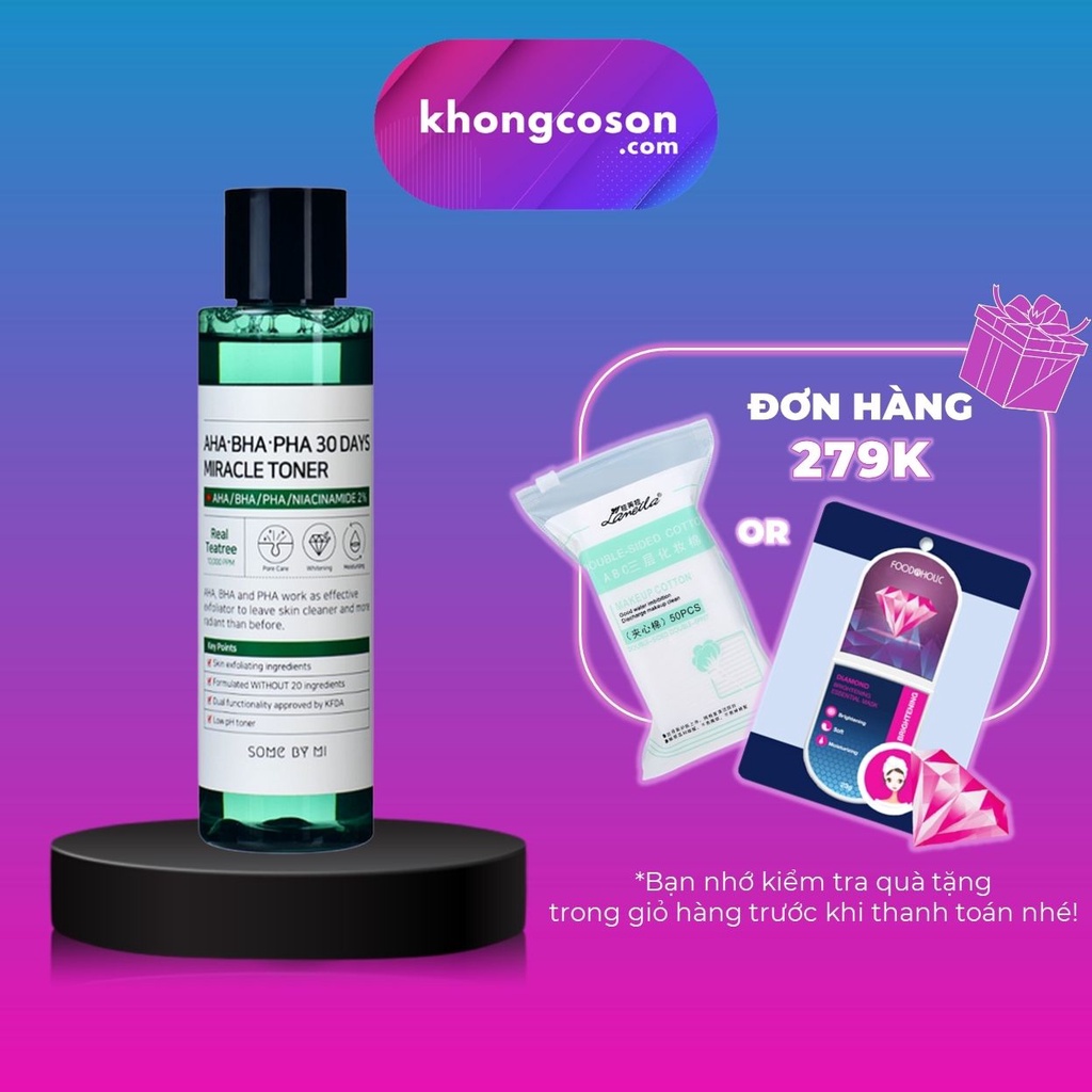 Toner Some By Mi Giảm Mụn Dịu Da Cho Da Dầu Mụn AHA-BHA-PHA 30 Days Miracle 150ml - Khongcoson