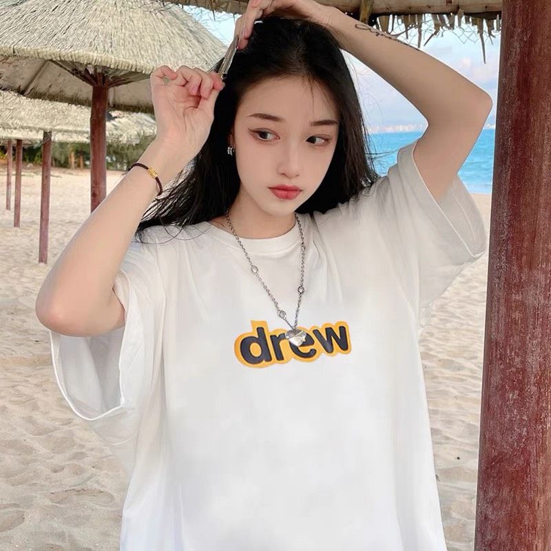 Áo Thun Tay Lỡn In Chữ DRE.W 2 Màu Đen Trắng , Áo Phông Unisex Nam Nữ Form Basic 38-65kg
