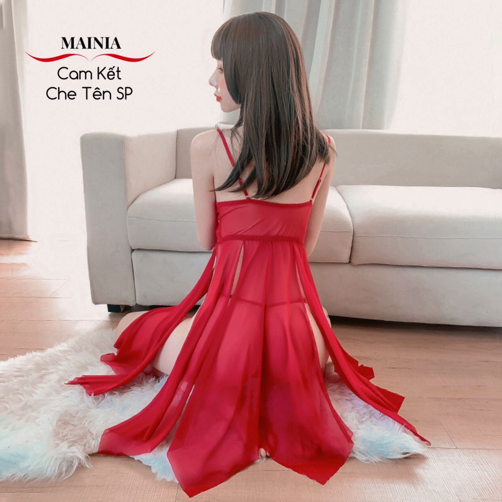 Đầm Ngủ Váy Ngủ Ren Hai Dây Xuyên Thấu Cắt Xẻ Tà Nhiều Lớp Sexy Quyến Rũ Mainia Shop
