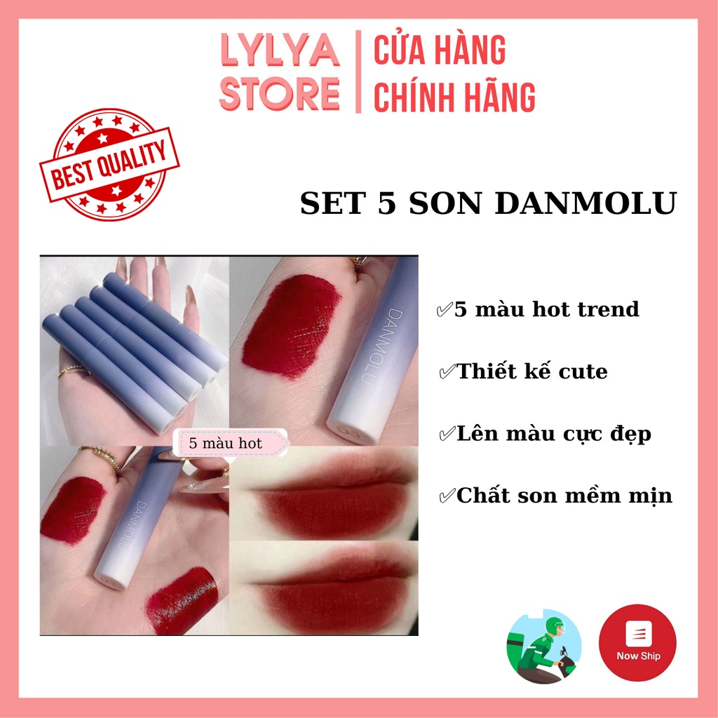 Set 5 cây son kem lì DANMOLU mềm mịn lâu trôi Lylya Store