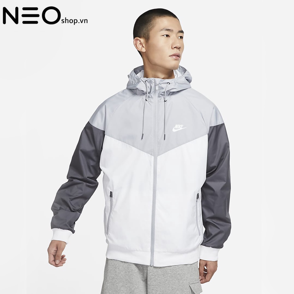 ÁO KHOÁC NAM NIKE WINDRUNNER HOODED JACKET - TRẮNG PHỐI XÁM