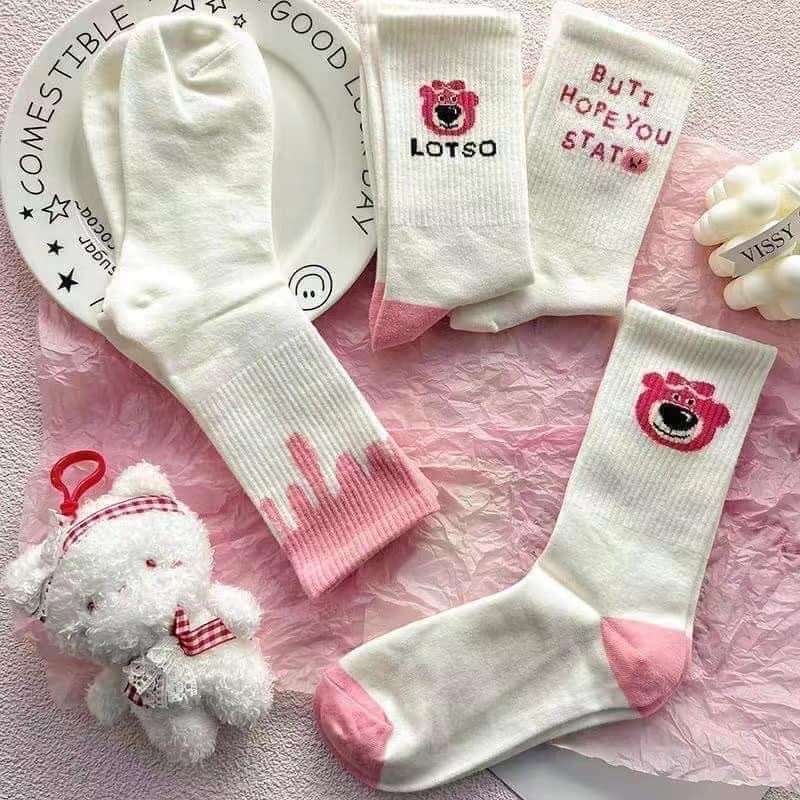 Set 10 Đôi Tất Vớ Cổ Cao Hình Gấu Hồng Lotso Siêu Hot